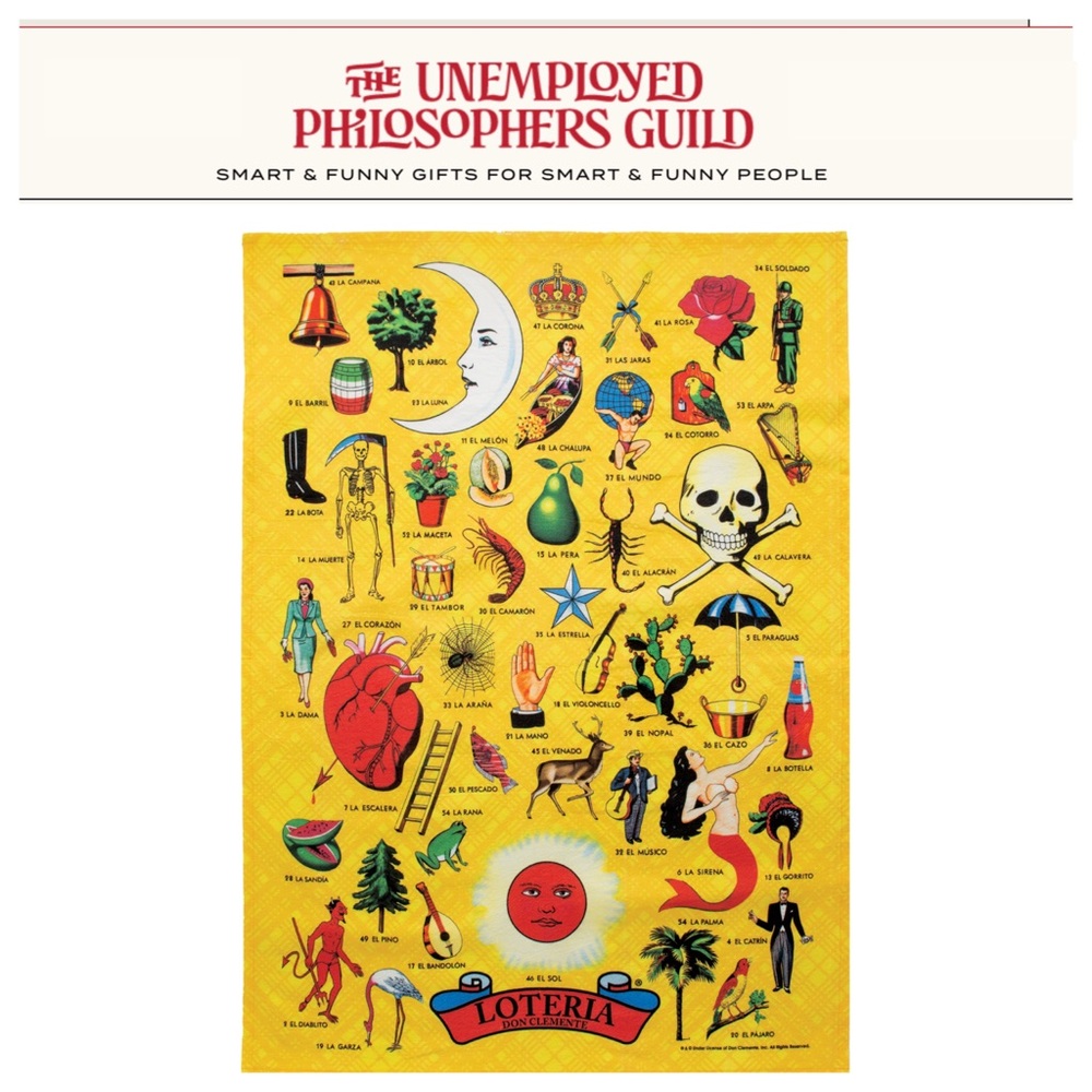 THE UNEMPLOYED PHILOSOPHERS GUILD LOTERIA DISH TOWEL